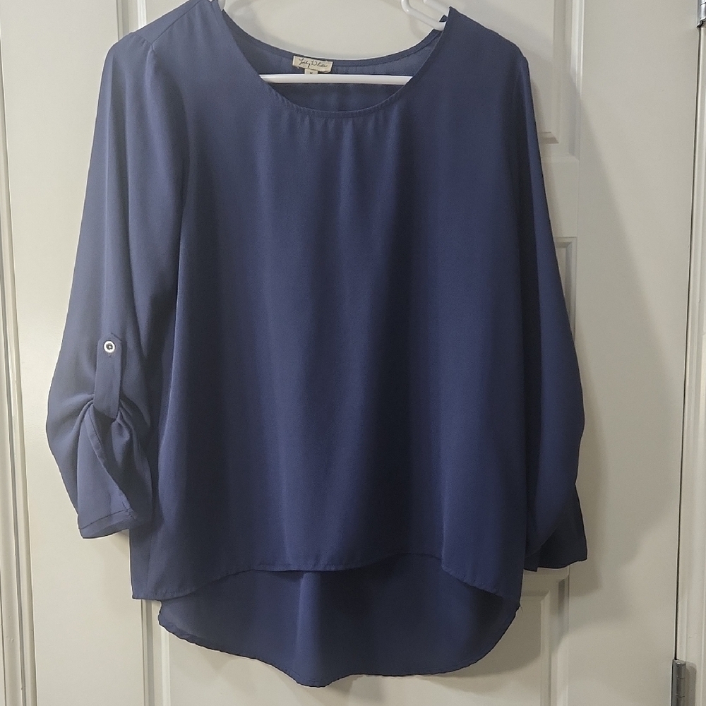 Lily White Navy Blue Women's Blouse